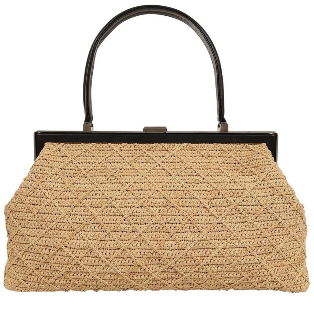 Chanel Rare Vintage Raffia Frame Shoulder Bag